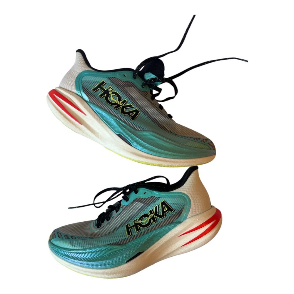 Hoka Sneakers in Aqua and Coral
